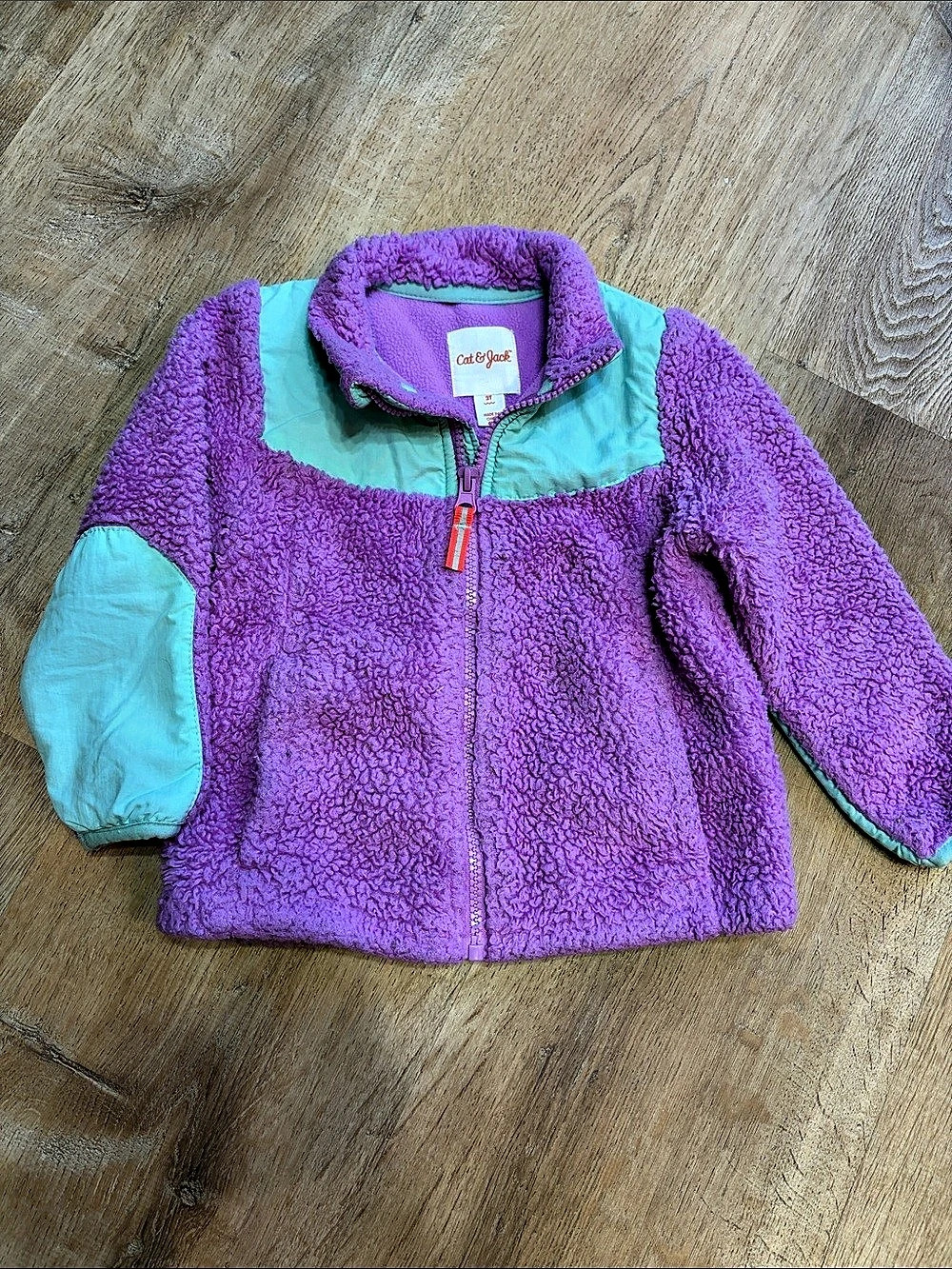 Cat & Jack Girls' Fleece Jacket Purple & Blue Baby 3M